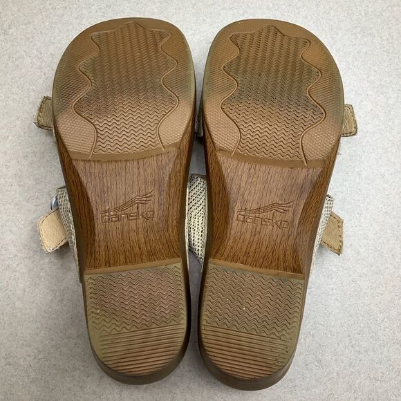 Dansko Sophie Sandal 38 White & Metallic Gold Snakeskin Slip On Open‎ Toe - Picture 6 of 9